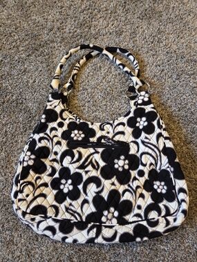Vera Bradley Black & White Floral Quilted Shoulder Bag